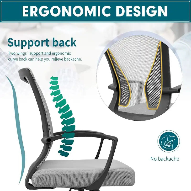 Chaise de bureau Homall, chaise ergonomique en maille avec soutien lombaire
