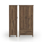 Armoire-penderie DH BASIC style rustique, finition noyer vieilli, double porte et 1 tiroir, par Denhour