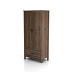 Armoire-penderie DH BASIC style rustique, finition noyer vieilli, double porte et 1 tiroir, par Denhour