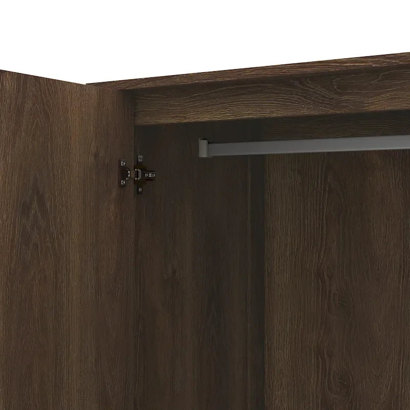 Armoire-penderie DH BASIC style rustique, finition noyer vieilli, double porte et 1 tiroir, par Denhour