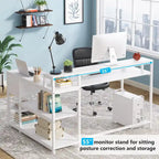 Bureau en L avec tiroir, bureau d'angle pour bureau à domicile avec étagères de rangement et support pour écran, bureau PC rustique pour petits espaces