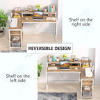 Bureau en L avec tiroir, bureau d'angle pour bureau à domicile avec étagères de rangement et support pour écran, bureau PC rustique pour petits espaces