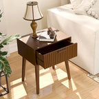 COSIEST Modern Brown End Table with Drawers