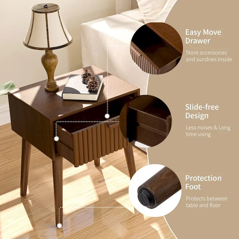 Table d'appoint moderne marron très confortable avec tiroirs