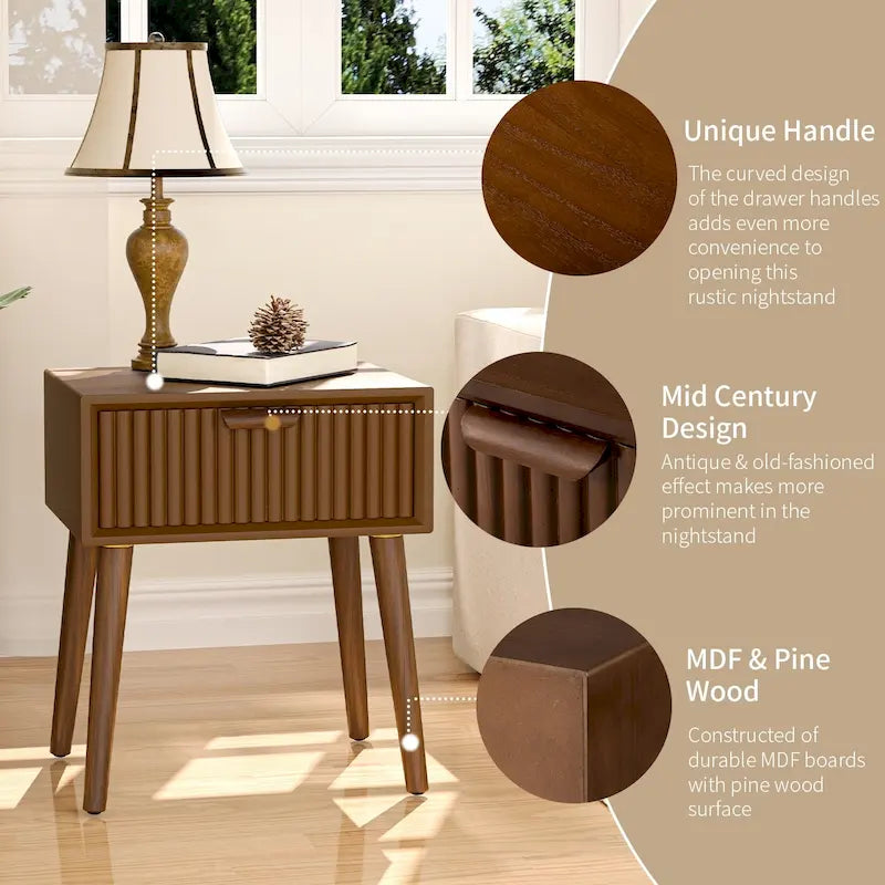 Table d'appoint moderne marron très confortable avec tiroirs