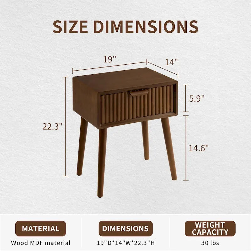 Table d'appoint moderne marron très confortable avec tiroirs