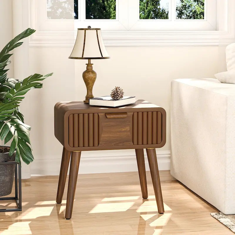 Table d'appoint moderne marron très confortable avec tiroirs