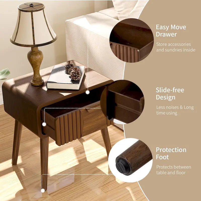 Table d'appoint moderne marron très confortable avec tiroirs