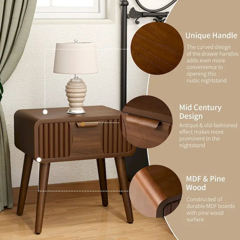 Table d'appoint moderne marron très confortable avec tiroirs