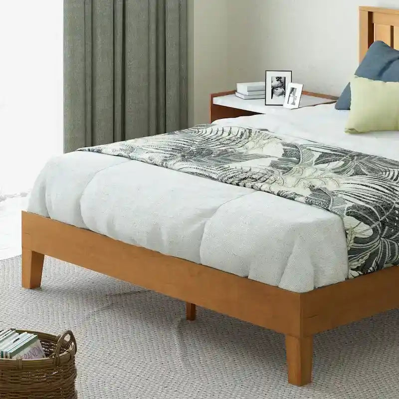 Priage by ZINUS Cadre de lit plateforme en bois de pin rustique de luxe