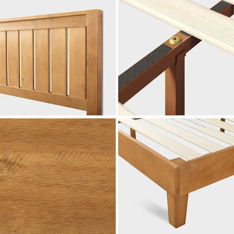 Priage by ZINUS Cadre de lit plateforme en bois de pin rustique de luxe