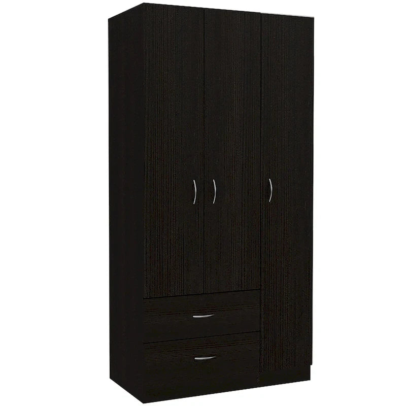 Armoire TUHOME Austral à 3 portes avec tiroirs, étagères et tringle - Non disponible