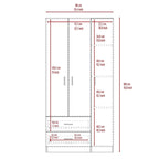 Armoire TUHOME Austral à 3 portes avec tiroirs, étagères et tringle - Non disponible