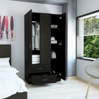 Armoire TUHOME Austral à 3 portes avec tiroirs, étagères et tringle - Non disponible