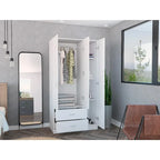 Armoire TUHOME Austral à 3 portes avec tiroirs, étagères et tringle - Non disponible