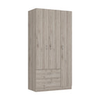 Armoire TUHOME Austral à 3 portes avec tiroirs, étagères et tringle - Non disponible