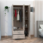Armoire TUHOME Austral à 3 portes avec tiroirs, étagères et tringle - Non disponible