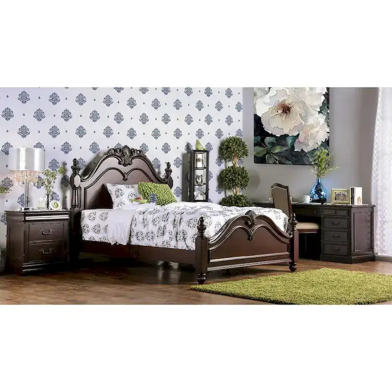 Lit à baldaquin Diva en bois massif cerisier de Furniture of America