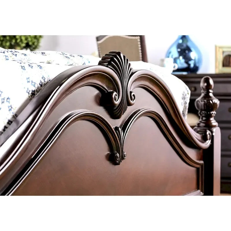 Lit à baldaquin Diva en bois massif cerisier de Furniture of America