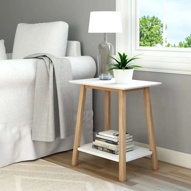 Table d'appoint Plank and Beam style moderne du milieu du siècle - 58,4 cm (L) x 41,3 cm (l) x 64,8 cm (H)