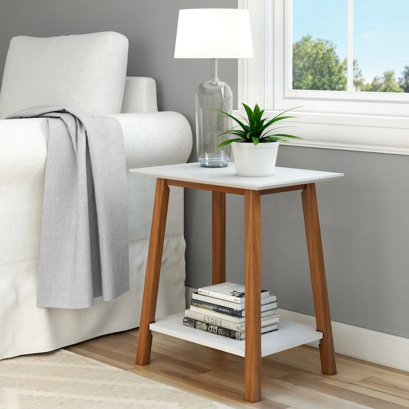 Table d'appoint Plank and Beam style moderne du milieu du siècle - 58,4 cm (L) x 41,3 cm (l) x 64,8 cm (H)
