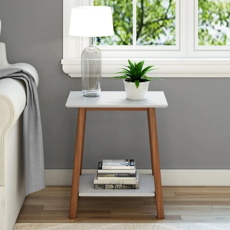 Table d'appoint Plank and Beam style moderne du milieu du siècle - 58,4 cm (L) x 41,3 cm (l) x 64,8 cm (H)
