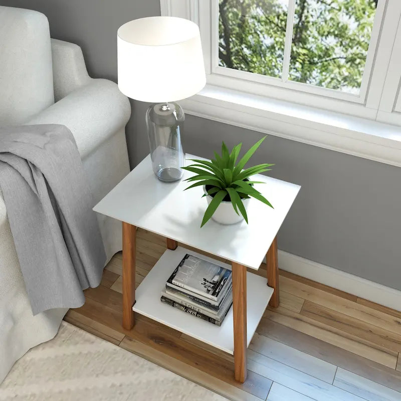 Table d'appoint Plank and Beam style moderne du milieu du siècle - 58,4 cm (L) x 41,3 cm (l) x 64,8 cm (H)