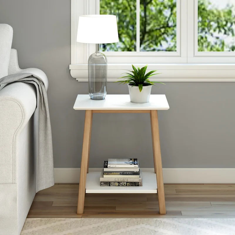 Table d'appoint Plank and Beam style moderne du milieu du siècle - 58,4 cm (L) x 41,3 cm (l) x 64,8 cm (H)