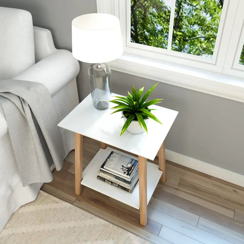 Table d'appoint Plank and Beam style moderne du milieu du siècle - 58,4 cm (L) x 41,3 cm (l) x 64,8 cm (H)