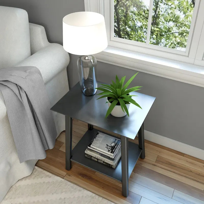 Table d'appoint Plank and Beam style moderne du milieu du siècle - 58,4 cm (L) x 41,3 cm (l) x 64,8 cm (H)