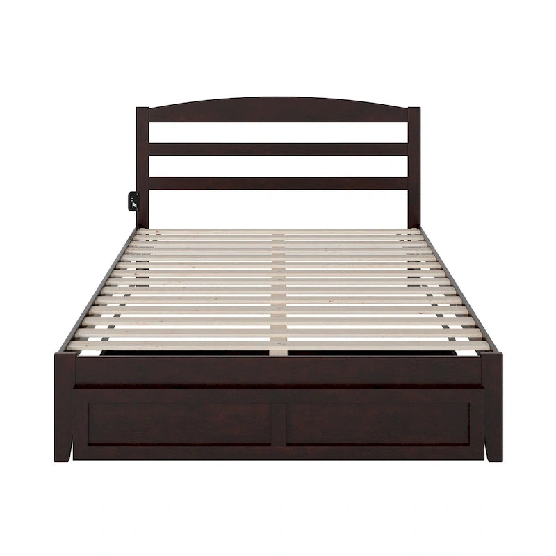 Lit plateforme AFI Warren avec tiroir de pied et station de recharge