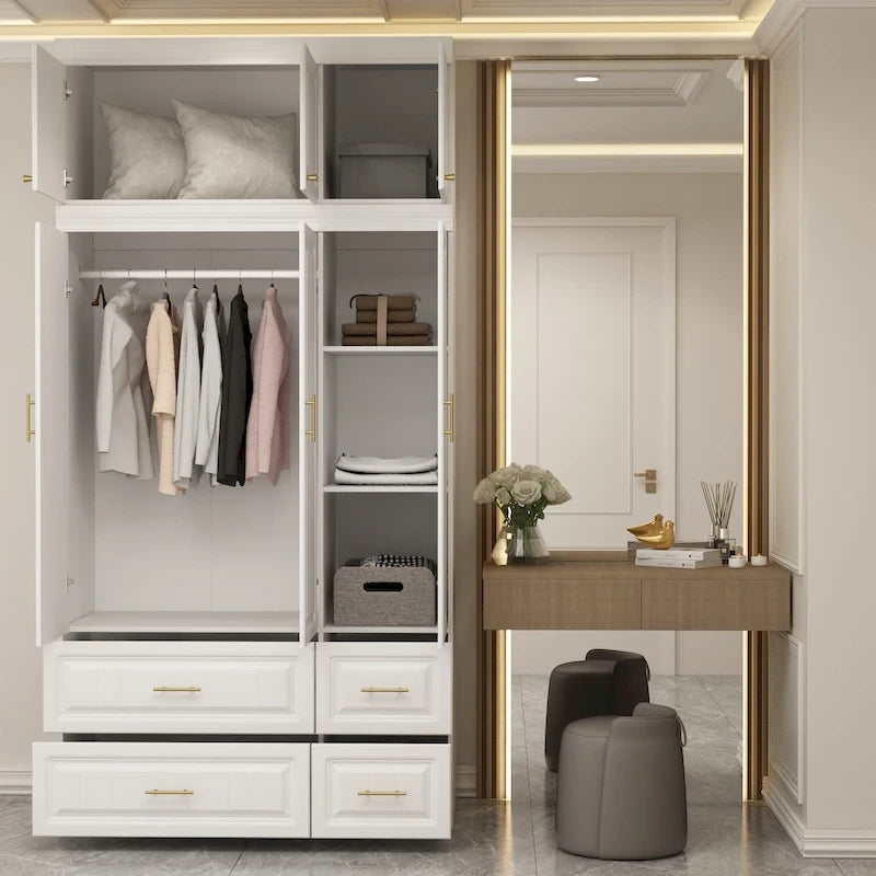 FUFU&amp;GAGA Grande Armoire Combo Armoires Placard Armoire de Rangement Blanc