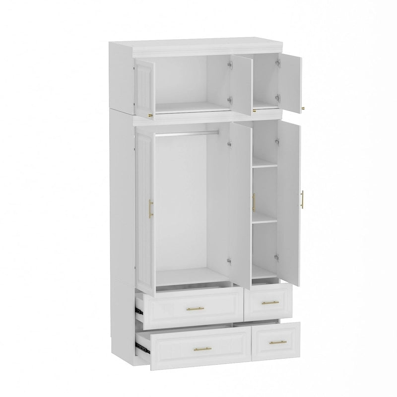 FUFU&amp;GAGA Grande Armoire Combo Armoires Placard Armoire de Rangement Blanc