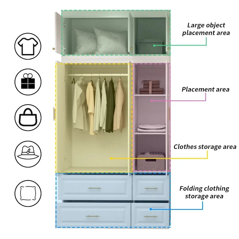 FUFU&amp;GAGA Grande Armoire Combo Armoires Placard Armoire de Rangement Blanc