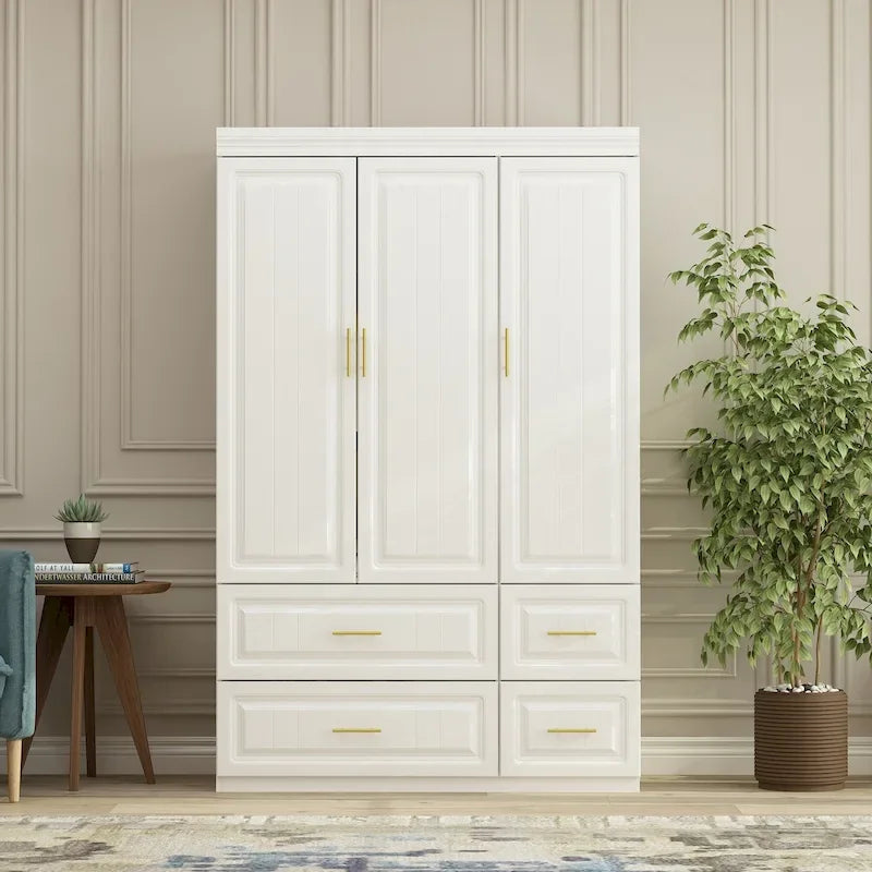 FUFU&amp;GAGA Grande Armoire Combo Armoires Placard Armoire de Rangement Blanc