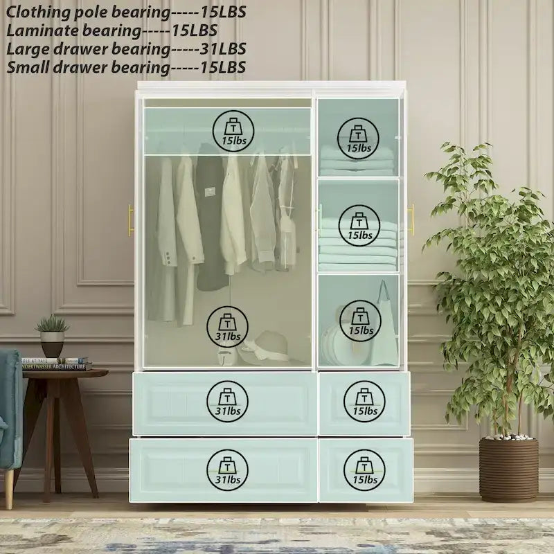 FUFU&amp;GAGA Grande Armoire Combo Armoires Placard Armoire de Rangement Blanc