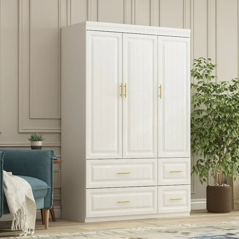 FUFU&amp;GAGA Grande Armoire Combo Armoires Placard Armoire de Rangement Blanc