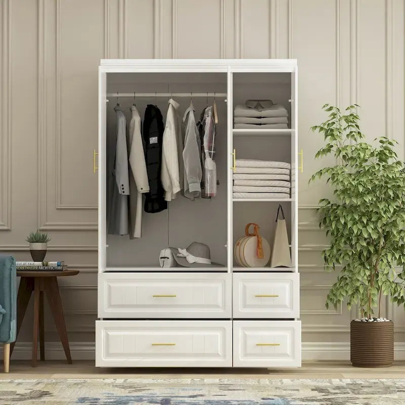 FUFU&amp;GAGA Grande Armoire Combo Armoires Placard Armoire de Rangement Blanc