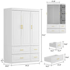FUFU&amp;GAGA Grande Armoire Combo Armoires Placard Armoire de Rangement Blanc