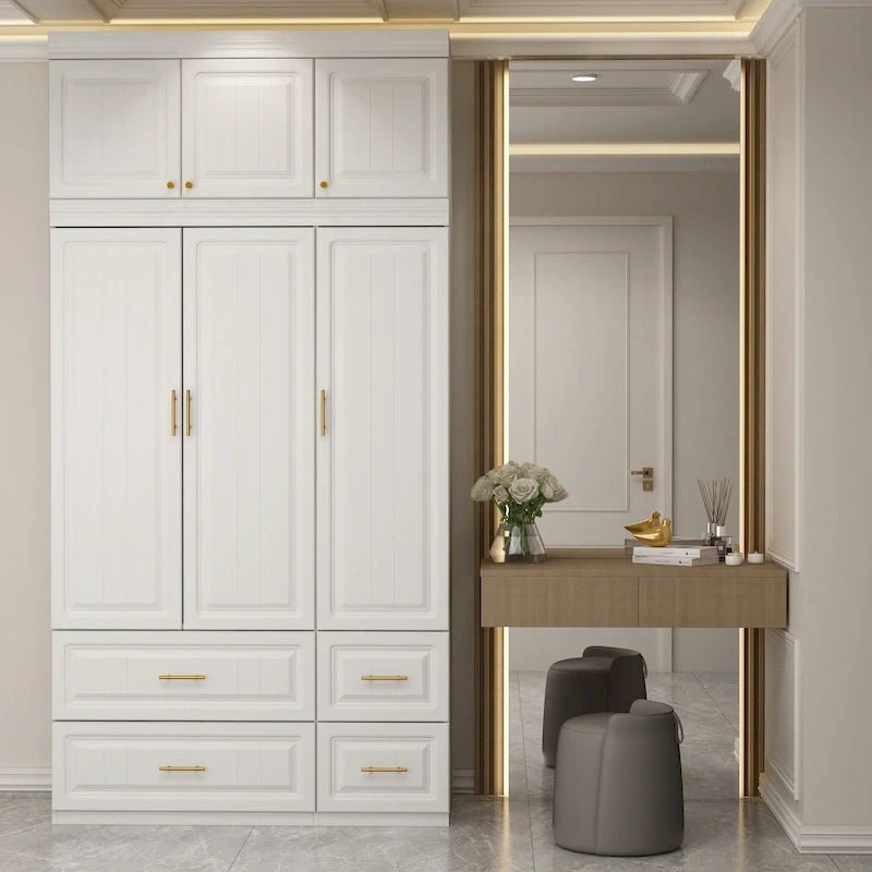 FUFU&amp;GAGA Grande Armoire Combo Armoires Placard Armoire de Rangement Blanc