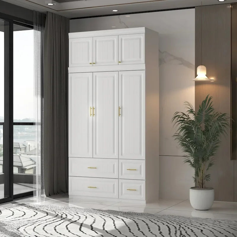FUFU&amp;GAGA Grande Armoire Combo Armoires Placard Armoire de Rangement Blanc