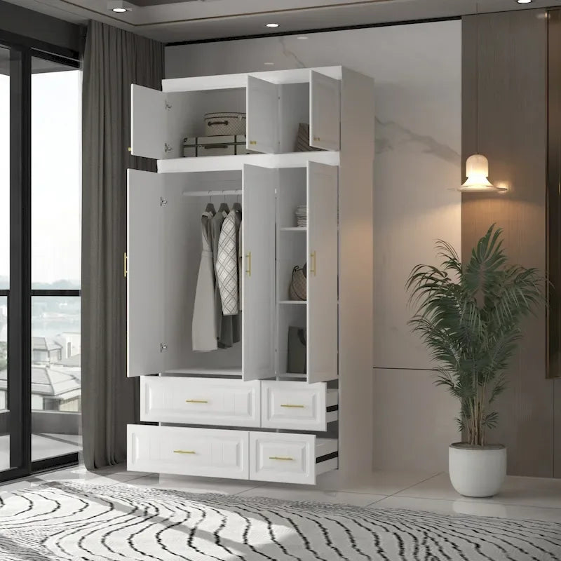 FUFU&amp;GAGA Grande Armoire Combo Armoires Placard Armoire de Rangement Blanc