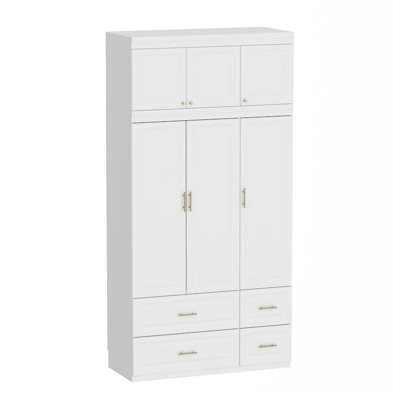 FUFU&amp;GAGA Grande Armoire Combo Armoires Placard Armoire de Rangement Blanc