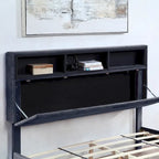 Lit coffre rembourré Rosdale gris avec ports USB par Furniture of America