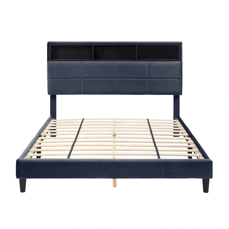 Lit coffre rembourré Rosdale gris avec ports USB par Furniture of America