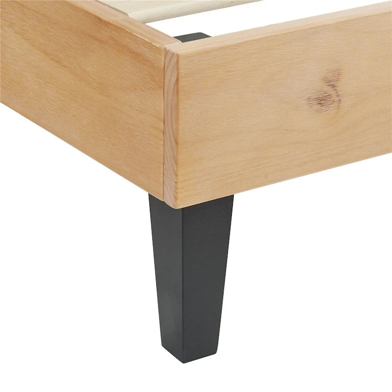 Lit plateforme en bois massif style Mid-Century Modern de MUSEHOMEINC, cadre de lit avec tête de lit à hauteur réglable, sommier non requis