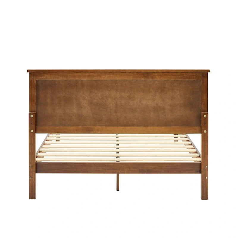Lit plateforme en bois massif style Mid-Century Modern de MUSEHOMEINC, cadre de lit avec tête de lit à hauteur réglable, sommier non requis