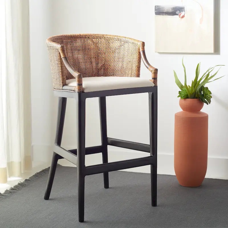 Tabouret de bar SAFAVIEH Virona en rotin 76 cm (22,3 po L x 20,5 po P x 39 po H)