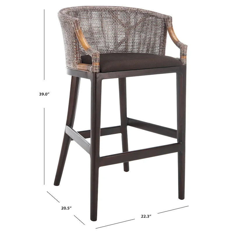 Tabouret de bar SAFAVIEH Virona en rotin 76 cm (22,3 po L x 20,5 po P x 39 po H)