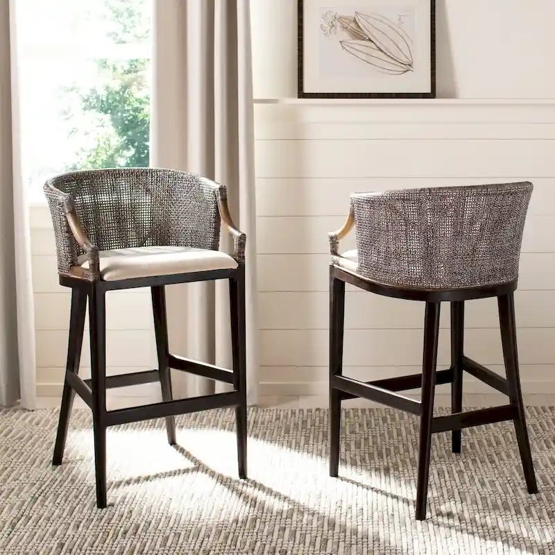 Tabouret de bar SAFAVIEH Virona en rotin 76 cm (22,3 po L x 20,5 po P x 39 po H)